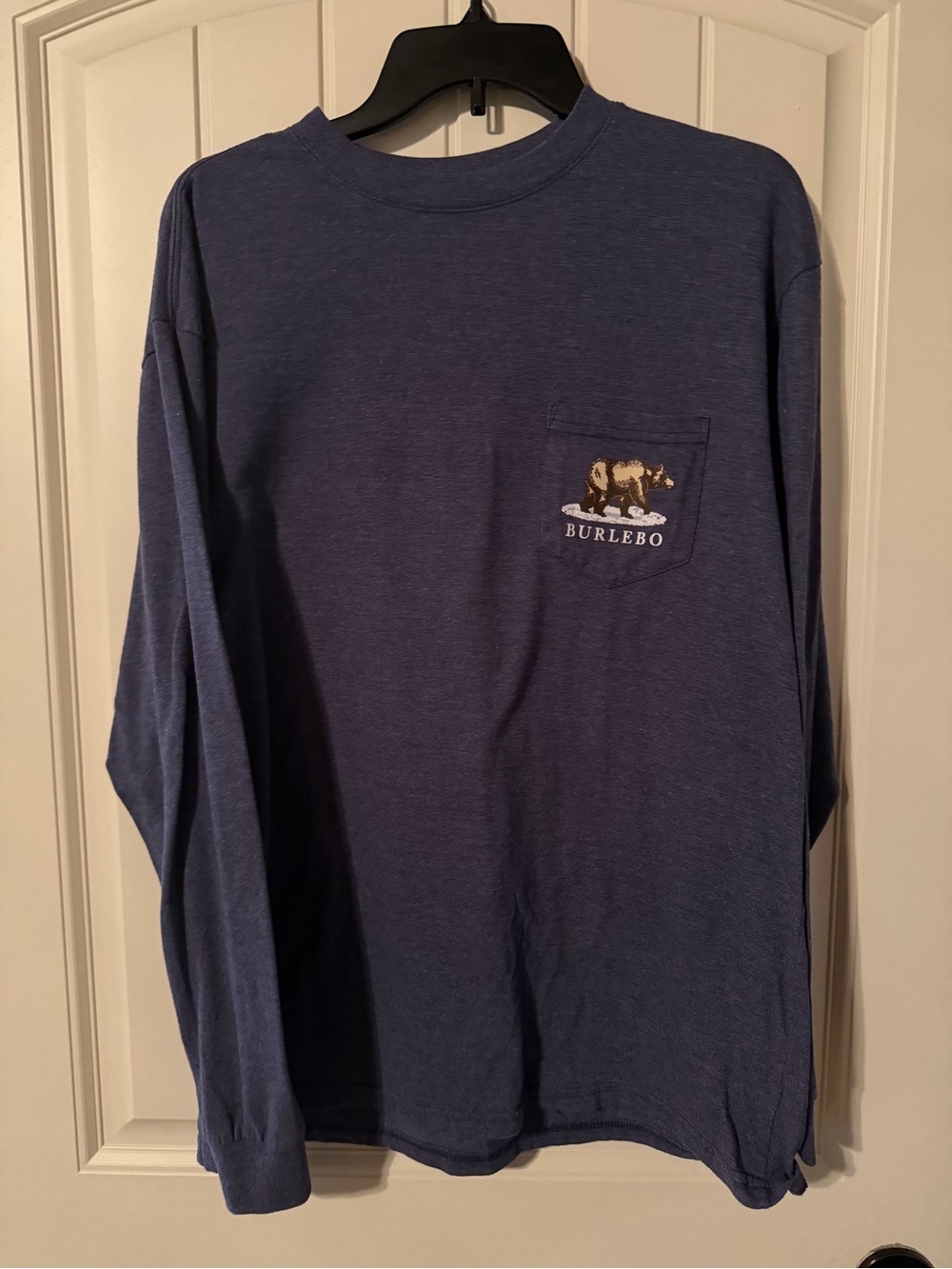 BURLEBO Navy Long-Sleeve Pocket Tee with Bear Logo